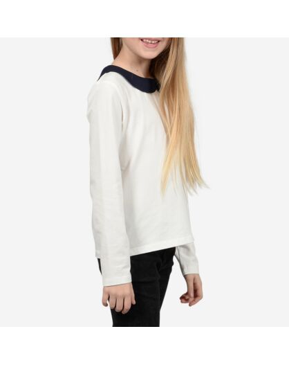 T-Shirt en Coton col claudine blanc